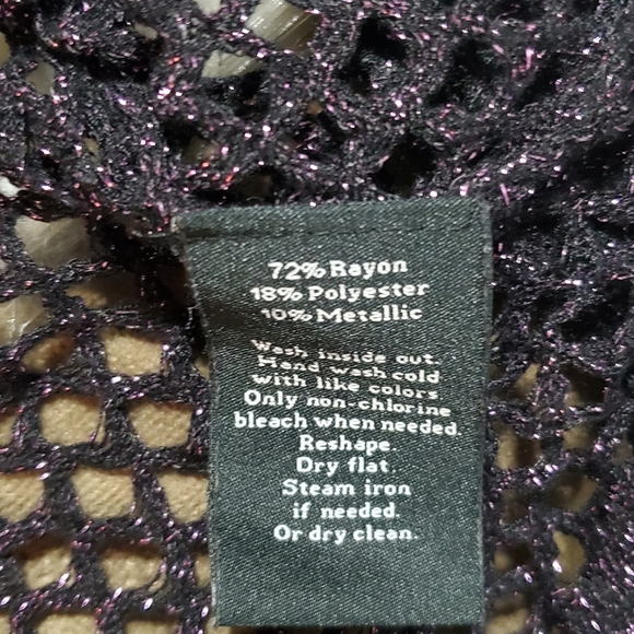 Rock And Republic Purple Metallic Sheer Mesh Long Sleeve Top. Sz L - Picture 6 of 6